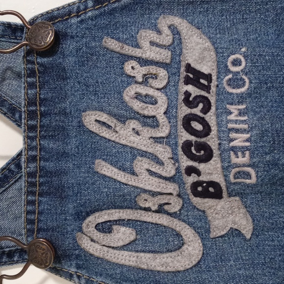 💙OshKosh B'gosh💙 - Blue/Gray Front Logo Denim Overalls - Picture 4 of 12